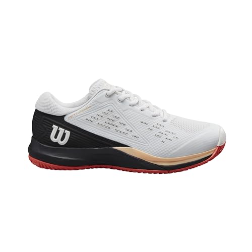 WILSON Rush Pro Ace Pickler Women's Pickleball Shoe - White/Black/Living Coral, Size 11 US