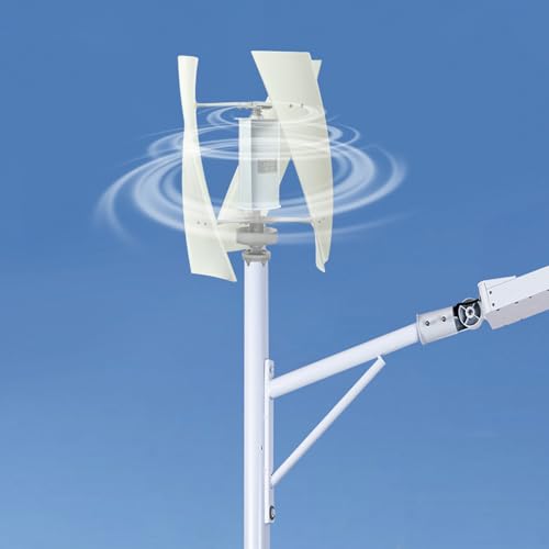 500W Vertical Axis Wind Turbine Generator, Permanent Magnet Generator with Intelligent Controller, Low Noise Helical Design Windmill for Home, Boats, Street Lighting (12V,500W,Style 3, White)