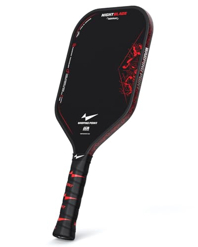 Nightblade Pickleball Paddle Trusted by Tina Pisnik, Foam Filled Polymer Honeycomb Core, UPA-A & USAPA Approved, Endura Friction Surface, Long Handle for Two Handed Backhand, Enhanced Impact Feel Spin