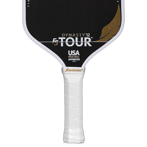 Franklin Sports Pro Pickleball Paddles - FS Tour Featherweight Series Lightweight Paddles - USA Pickleball Approved - Raw Carbon Fiber Surface - Dynasty - 12mm Polymer Core - White