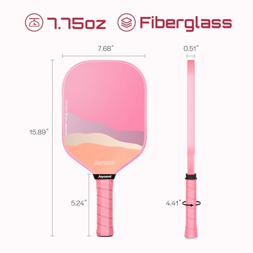 Joysent Pickleball Paddles Set of 2, Lightweight Pickleball Racket for Beginner, USAPA Approved Fiberglass Surface Pickleball Set with Non-Slip Comfort Grip, Pink