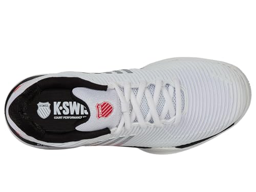 K-Swiss Men's Hypercourt Express 2 Tennis Shoe, White/Black/Mars Red, 13 W
