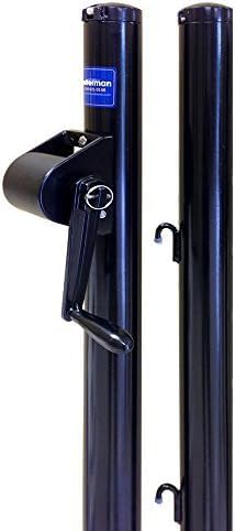 Putterman Pickleball & Junior Tennis Posts - Permanent Court Kit – 2-7/8" OD, Round, External Wind, Black - Optional Ground Sleeves