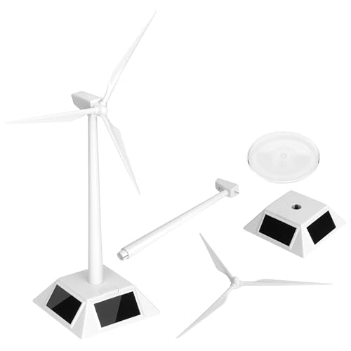 Solar Powered Windmill Model, Assembled Rotating Wind Turbine Generator Science Teaching Tool, DIY Solar Windmill Model Desk Home Decor Craft Education Gift