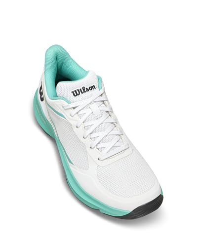 WILSON Hurakn Lite Women's Padel Shoe - White/Turquoise/Black, Size 9.5 US
