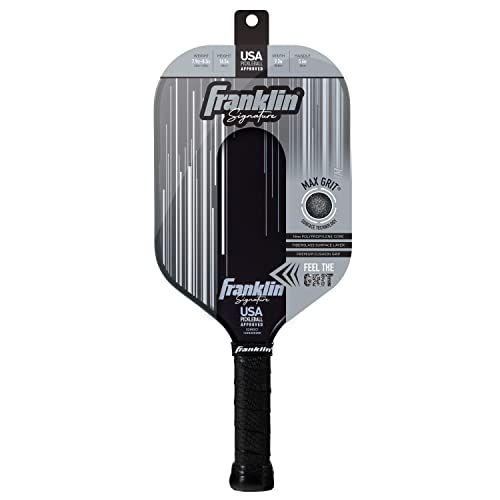 Franklin Sports Pro Pickleball Paddles - Signature Series Pro Paddle with MaxGrit Surface - USA Pickleball (USAPA) Tournament Approved - 16mm Polypropylene Core - Black