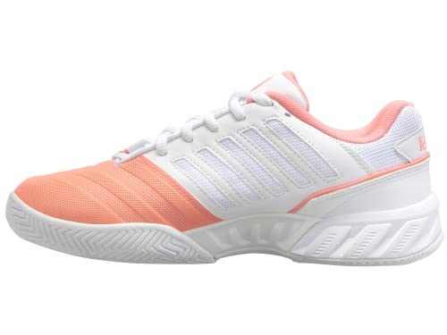 K-Swiss Women's Bigshot Light 4 Tennis Shoe, Peach Amber/White/Asphalt, 8 M