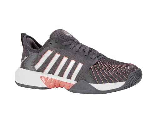 K-Swiss Women's Pickleball Supreme Shoe, Asphalt/White/Peach Amber, 7.5 M