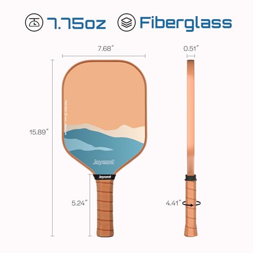 Joysent Pickleball Paddles Set of 2, Lightweight Pickleball Racket for Beginner, USAPA Approved Fiberglass Surface Pickleball Set with Non-Slip Comfort Grip, Suitable for Casual Play, Brown