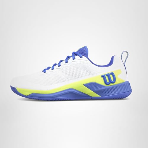WILSON Rush Pro 4.5 Men's Tennis Shoe - White/Amparo Blue/Safety Yellow, Size 9.5 US