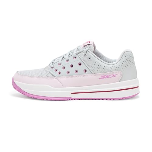 Skechers Women's Viper Court Luxe Pickleball Sneaker, Light Gray/Pink, 9