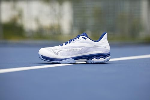 Mizuno Wave Exceed Light 2 AC Women's Tennis Shoe,All Court Shoe, White-Bellwether Blue, US Womens 6
