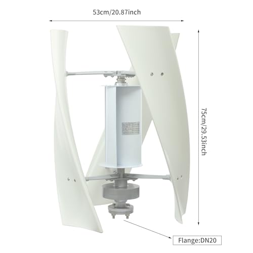 500W Vertical Axis Wind Turbine Generator, Permanent Magnet Generator with Intelligent Controller, Low Noise Helical Design Windmill for Home, Boats, Street Lighting (12V,500W,Style 3, White)