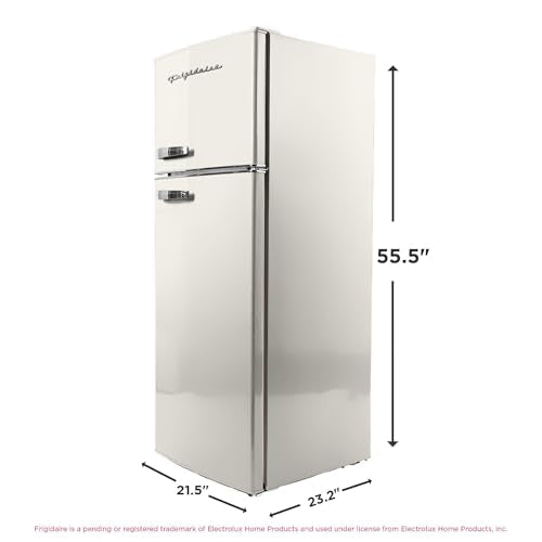 Frigidaire EFR753 Retro Apartment Size Refrigerator with Top Freezer - 2 Door Fridge with 7.5 Cu Ft of Storage Capacity, Adjustable Spill-Proof Shelves, Door & Crisper Bins, CREAM