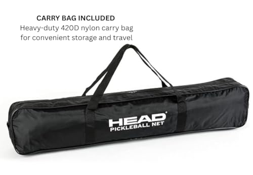 HEAD Portable Pickleball Net System - Official Size, Quick Setup & Carry Bag - Durable & Lightweight Black Net for Indoor/Outdoor Play