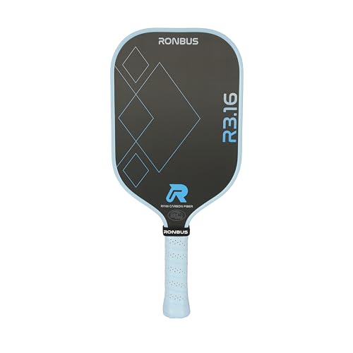 Ronbus R1.16/R2.16/R3.16 Raw Toray T700 Carbon Fiber Pickleball Paddle with 16 mm Polypropylene Honeycomb Core (R3.16Blue)