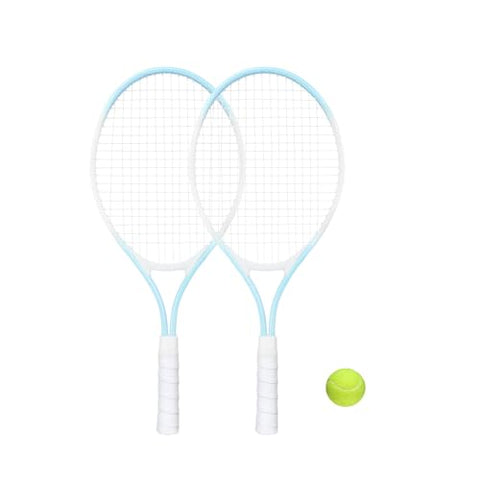 NEWSNOW Children's Tennis Racket for 2 Players, Suitable for Beginners, pre Worn 27 inch Lightweight Children's Racket, Suitable for Boys and Girls, Equipped with Tennis (Blue)