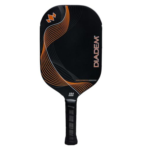 Diadem Icon Infinity Pro Pickleball Paddle | USAPA Approved | Dual Foam Core & Carbon Fiber | Maximum Power, Control, and Spin | High Performance with Replaceable Edge Guard (Inferno Orange)