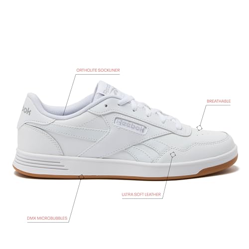 Reebok Court Advance Womens Sneakers - Casual Fashion White Sneakers for Women, Tennis Women's Shoes Size 5 to 11, Footwear White/Cold Grey 2/Reebok Gum, 10.5