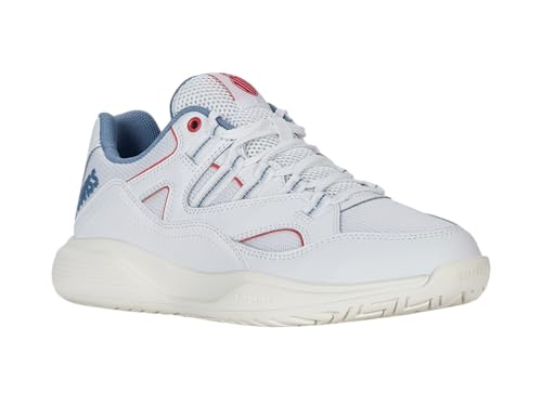 K-Swiss Women's Tura Team Pickleball Shoe, White/Faded Denim/Dubarry, 7.5 M