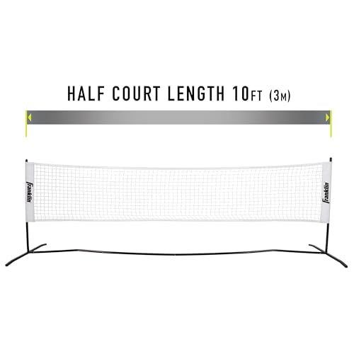 Franklin Sports Half Court Size Pickleball Net - Includes 10ft Net, (4) Paddles, and (6) X-40 USA Pickleball Approved Pickleballs, Red
