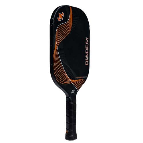 Diadem Icon Infinity Pro Pickleball Paddle | USAPA Approved | Dual Foam Core & Carbon Fiber | Maximum Power, Control, and Spin | High Performance with Replaceable Edge Guard (Inferno Orange)