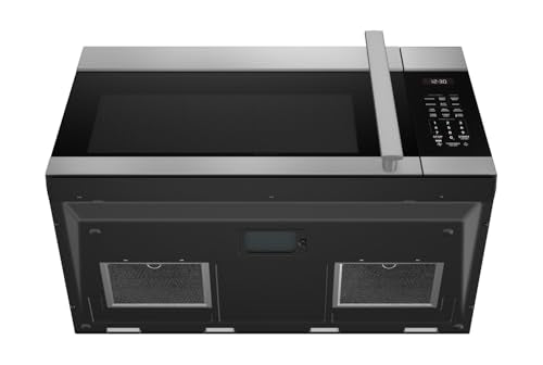 SHARP SMO1754JS Over the Range Microwave Oven with 13.6" Carousel Turntable, 30-inch, 1.7 Cubic Feet, 1,000 Watt, 300CFM Fan, Sensor Cooking, Edge to Edge Black Glass with Stainless