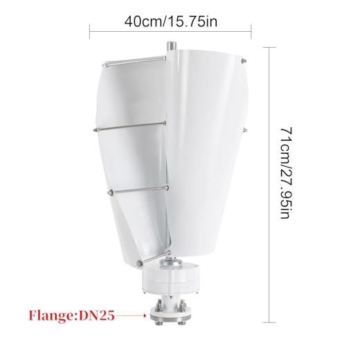 Guehomm 100W Low-Noise Vertical Axis Wind Turbine Generator, 12V Wind Turbine, Permanent Magnet Generator with Controller, Aluminum Blades Wind Turbine Kit for Home Boats Street Lighting (White)