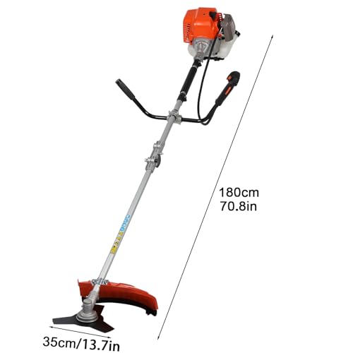 Haibinsuo Lawn Mower, 52CC Gas Weed Trimmer, Cordless Hedge Trimmer, 2-Stroke Brush Cutter, Handheld Weed Eater 2-Cycle Gas Trimmer Brush Cutter for Weed, Brush Orange