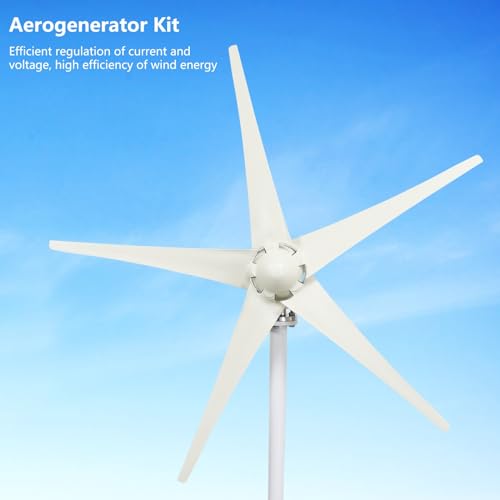 Wind Power Generator,1200W Wind Turbine Generator Kit with 5 Blades, Winds Turbine Kit with MPPT Controller Energy Windmill Generator Suit for Boats, Gazebos, Chalets, or Mobile Homes White