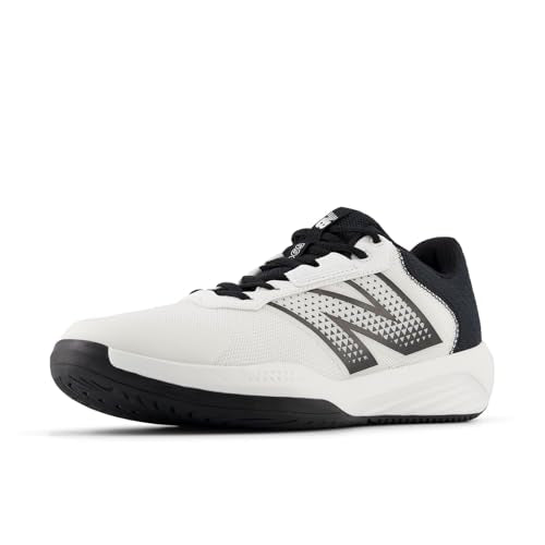New Balance Men's 696 V6 Tennis Shoe, White/Black, 9.5