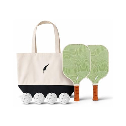 Inscribe Premium Pickleball Paddle – Lightweight Honeycomb Core, Fiberglass Surface, Comfort Grip & Canvas Tote for Fun & Casual Play (Sage Green - 2PK)