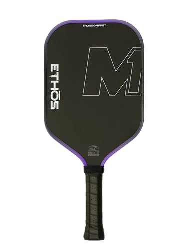 M1 Ethos Pickleball Paddles: USAP and PBCor.43 Approved, 16 MM, Elongated, Thermoformed, T700 Raw Carbon Fiber, Strong Power, Control, and Spin, Superior Paddle Ideal for Beginners to Advanced Players