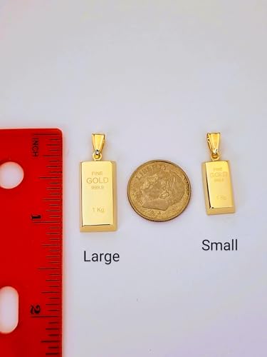Gold Bar Pendant 14k Yellow Gold/Layering/Two Different Size/NOT Gold Filled NOT Gold Plated/Gift for Her - Him/Unisex (Large Bar Pendant)