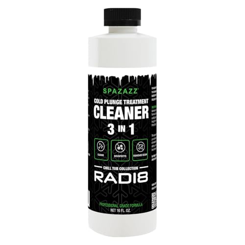 Spazazz Radi8 Cold Plunge Cleaner– 3-in-1 Water Treatment Formula for Ice Bath & Cold Plunge Tubs – Removes Scum, Cleans, Controls Odors – Dye Free & Skin Safe - 16 fl oz Bottle