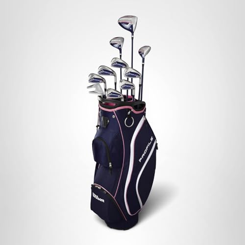 Wilson Women's Profile Complete Golf Set with Cart Bag - Right Hand, Petite, Ladies, Navy/Rose Gold/Silver
