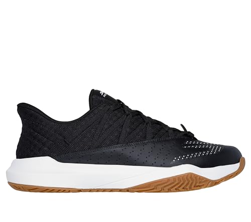 Skechers Men's Viper Court Rally Pickleball Sneaker, Black/White, 10