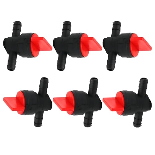 6Pcs 1/4" Inline Fuel Cut Off Valve 180°Gas Valve Fuel Shut off Valve with Clamps Compatible with Briggs Stratton Gas Fuel shutoff valves Lawn Tractors 494768 698183 (180°Fuel Shut Off Valve)