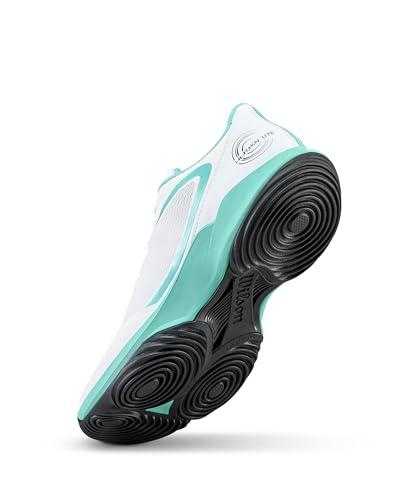 WILSON Hurakn Lite Women's Padel Shoe - White/Turquoise/Black, Size 9.5 US