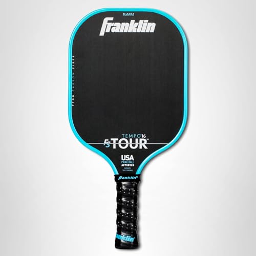 Franklin Sports Pro Pickleball Paddles - FS Tour Series Carbon Fiber Paddles - Official USA Pickleball (USAPA) Approved - Tempo Pro Player - 16mm Polymer Core - Blue