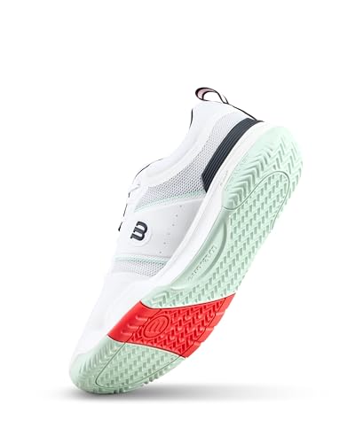 WILSON Pickle Pro Men's Pickleball Shoe - White/Bay/Fiery Coral, Size 9.5