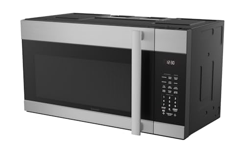 SHARP SMO1754JS Over the Range Microwave Oven with 13.6" Carousel Turntable, 30-inch, 1.7 Cubic Feet, 1,000 Watt, 300CFM Fan, Sensor Cooking, Edge to Edge Black Glass with Stainless