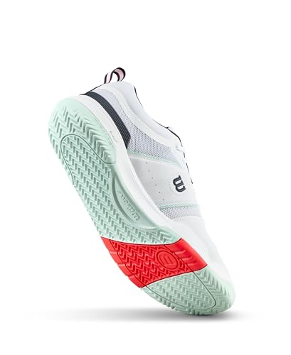 WILSON Pickle Pro Men's Pickleball Shoe - White/Bay/Fiery Coral, Size 9.5
