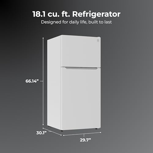 Kenmore 30" Top Mount Refrigerator with Freezer - Adjustable Shelving, Humidity-Controlled Crispers, LED Lighting, ENERGY STAR Certified, Garage Ready, 18.1 cu. ft. Capacity - White