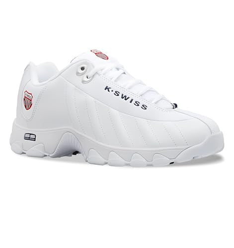 K-Swiss Men's ST329 CMF Sneaker, White/Navy/Red, 10.5 XW