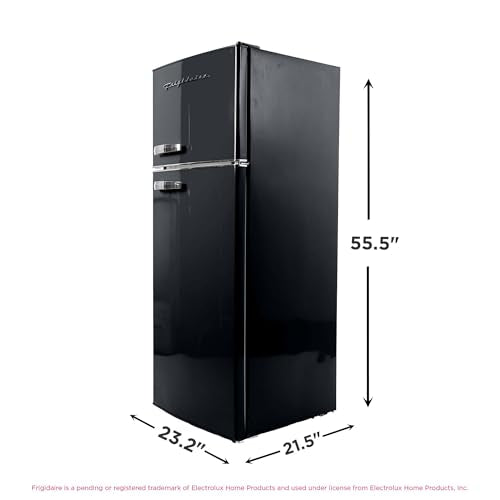 Frigidaire EFR753 Retro Apartment Size Refrigerator with Top Freezer - 2 Door Fridge with 7.5 Cu Ft of Storage Capacity, Adjustable Spill-Proof Shelves, Door & Crisper Bins, Black