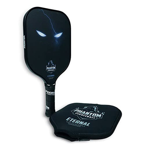 Phantom Pickleball Paddle Eternal 14mm - Carbon Fiber - USA Pickleball Approved - Max Grit and Spin Elongated Body Pickle Ball Paddle - Lightweight Pickleball Racket with Polypropylene Core