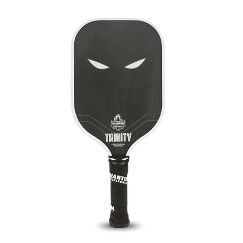 Phantom Pickleball Paddle Trinity 14mm - Carbon Fiber - USA Pickleball Approved - Max Grit and Spin Elongated Body Pickle Ball Paddle - Lightweight Pickleball Racket with C4 Polypropylene Core