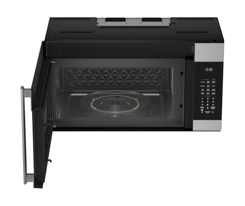 SHARP SMO1754JS Over the Range Microwave Oven with 13.6" Carousel Turntable, 30-inch, 1.7 Cubic Feet, 1,000 Watt, 300CFM Fan, Sensor Cooking, Edge to Edge Black Glass with Stainless