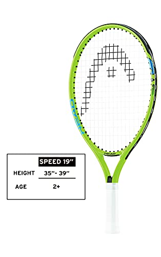 HEAD Speed Junior Pre-Strung Tennis Racquet, Lightweight Youth Tennis Racket for Kids & Beginners, Durable Aluminum Frame, Age 2-4, 19 inch, Green